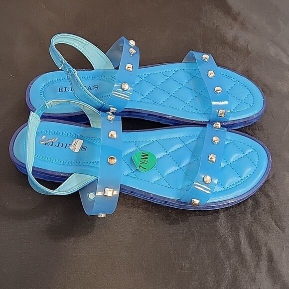 BRAND NEW ELDITAS JELLY STUDDED DOUBLE AND ANKLE STRAP WOMEN"S OPEN TOE … - Picture 4 of 12